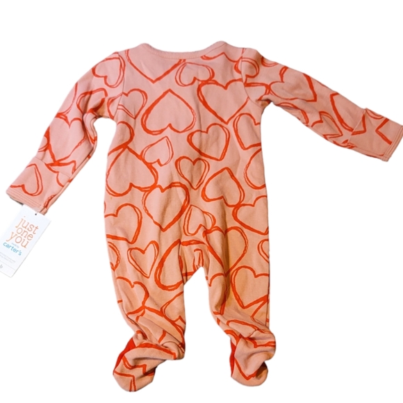 Carter's 2-Way Full Zippered Newborn Heart Pattern Footed Daywear Sleepw… - Picture 2 of 10